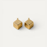 Elegant Cube-Shaped Gold Earrings