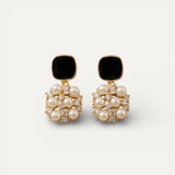 Gold Black Opal Pearl Earrings