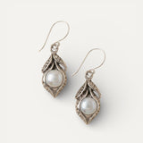 Vintage Silver Pearl Drop Earrings
