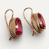 Vintage Rose Gold Beautiful Red Crystal Earrings