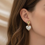 Elegant Gold Heart Earrings with Pearls