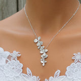 Silver Petal Necklace and Earrings Set
