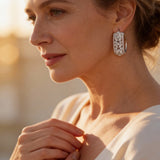 Sparkling Silver Rectangle Earrings