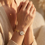 Vintage Gold Bracelet with Daisies and Bees