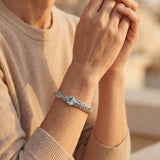 Vintage Open Silver Bracelet with Cubic Zirconia