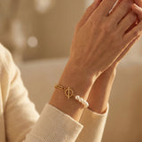 Elegant Gold Pearl Bracelet