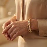 Elegant Open White Enamel Gold Bracelet