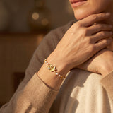 Gold Classic Ginkgo Leaf and Pearl Bracelet