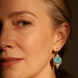 Vintage Blue Stone and Pearl Earrings