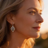 Vintage Silver Pearl Inlay Earrings