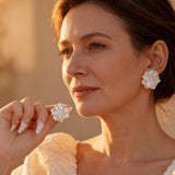 Simple White Petal Earrings