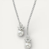 Elegant Sparkling Pearl Silver Necklace