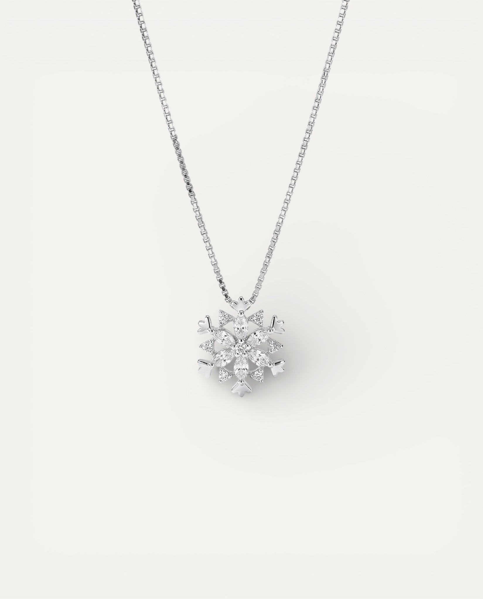Sparkling Snowflake Crystal Gold and Silver Necklace