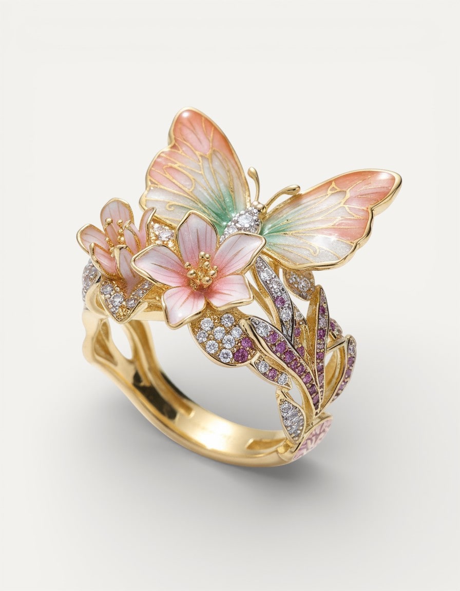 Sparkling Butterfly Ring with Cubic Zirconia