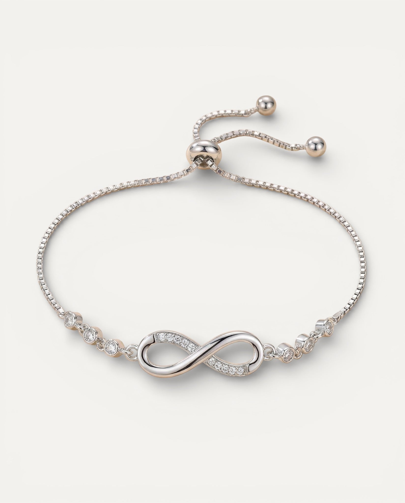 Adjustable Silver Bracelet with Infinity Symbol