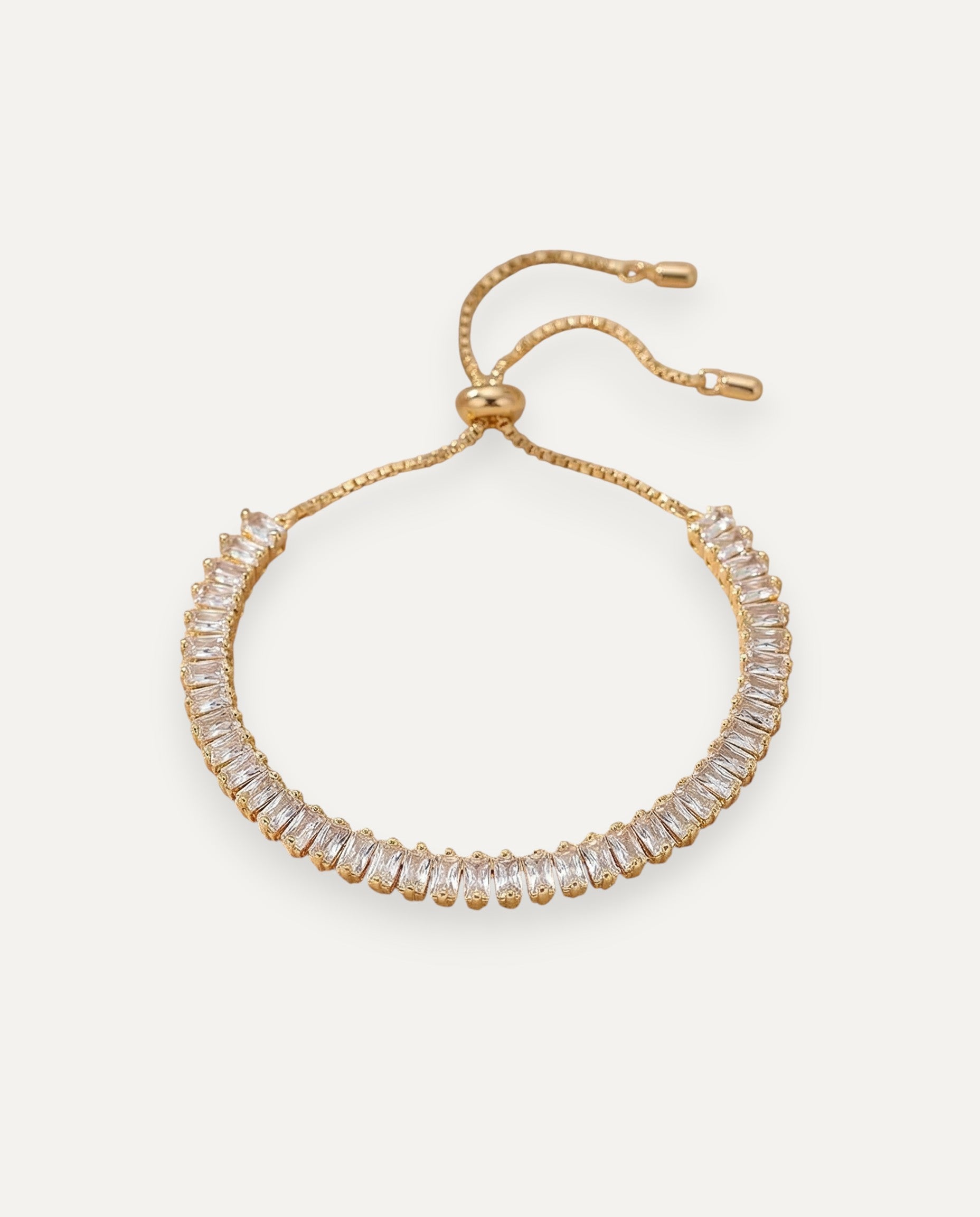 Adjustable Cubic Zirconia Bracelet in Gold and Silver