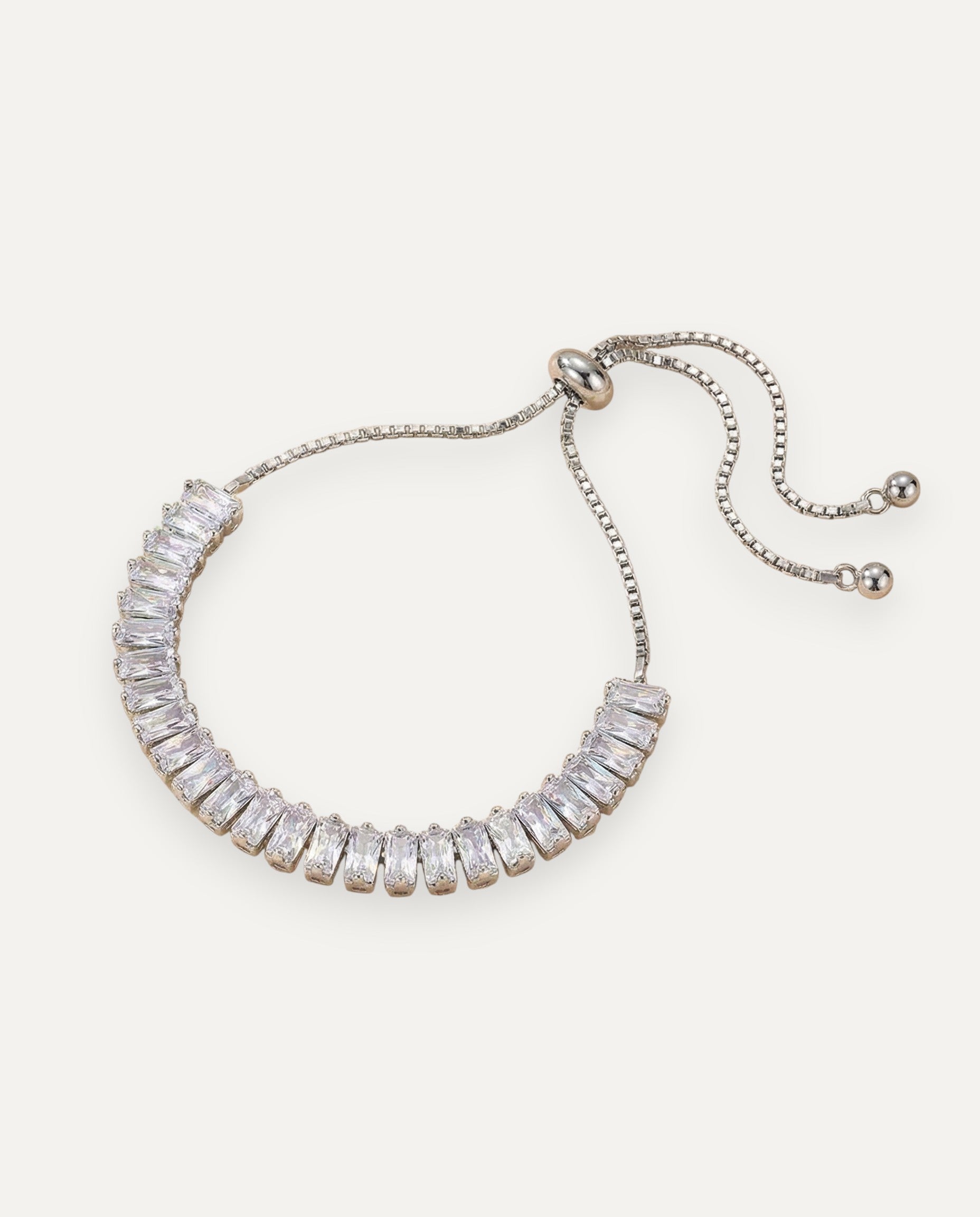 Adjustable Cubic Zirconia Bracelet in Gold and Silver