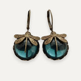 Vintage Gold Dragonfly Earrings with Ball