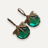 Vintage Gold Dragonfly Earrings with Ball