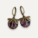 Vintage Gold Dragonfly Earrings with Ball