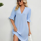 Amy - Casual Loose Pleated Knee Length Dress