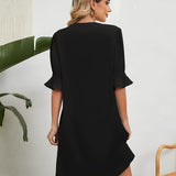 Amy - Casual Loose Pleated Knee Length Dress