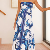 Iris - Vintage Printed Long Tube Dress
