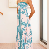 Iris - Vintage Printed Long Tube Dress