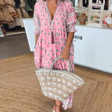 Jasmine - Relaxed Long Lantern Sleeves Boho Maxi Dress