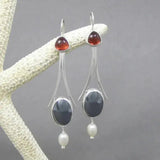 Vintage Earrings with Red Crystal and Pearl