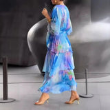 Solstice - Flowy Half Sleeve Long Layered Party Dress