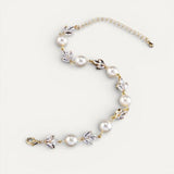 Vintage Gold Bracelet with Leaf and Pearl