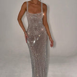 Aubrielle - Stunning Square Neck Bodycon Maxi Dress