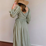 Aviana - Elegant Reversible Puff Sleeve Maxi Dress